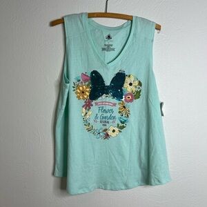 NWT Disney Parks Green Flower & Garden Festival 2020 Casual Tank Top Size Large